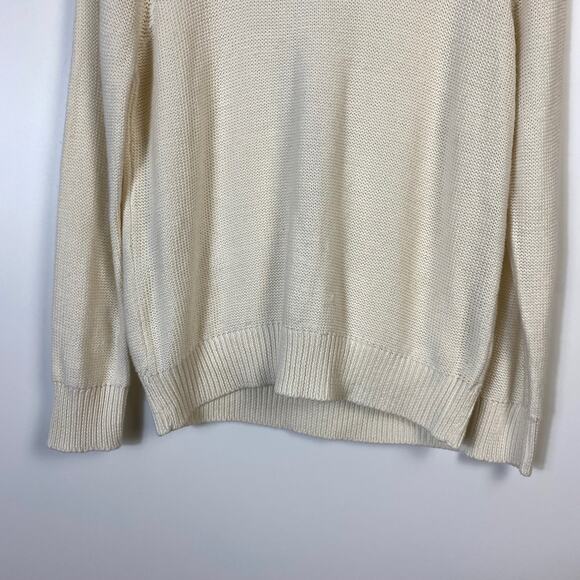 Zara Knit Cable Sweater Keyhole Back Ecru Size M - Picture 5 of 10
